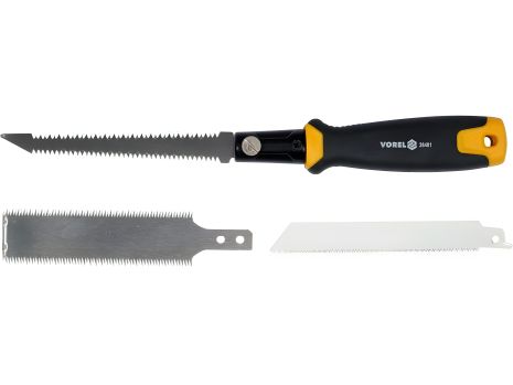 L=310 мм Універсальна ножівка зі змінними полотнами VOREL, 3 полотна l=150 мм Yato 28401