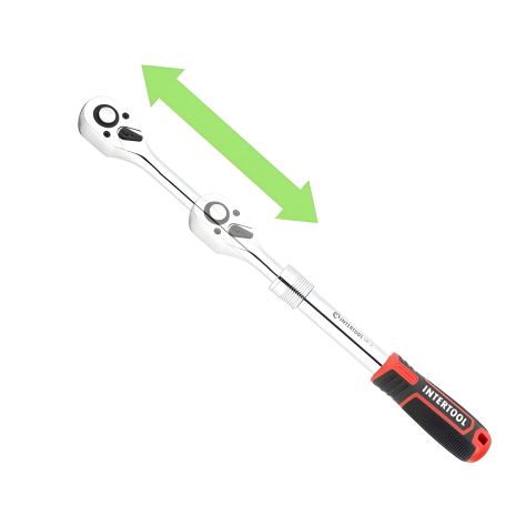 Телескопическая рукоятка с храповым механизмом, 72 зуба 1/2", Cr-V STORM INTERTOOL ET-8006