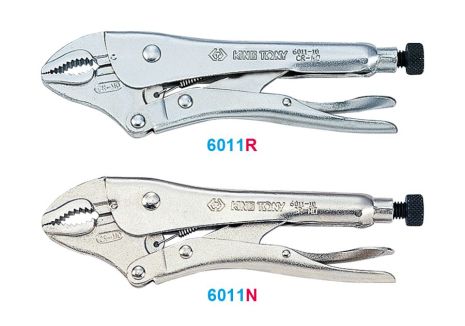 Зажим с фиксатором L=185 мм закругл., никель KING TONY 6011-07N