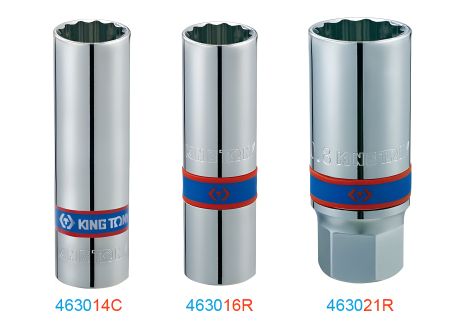 Свечная головка 1/2" 14 мм 12-граная, резина KING TONY 463014RC