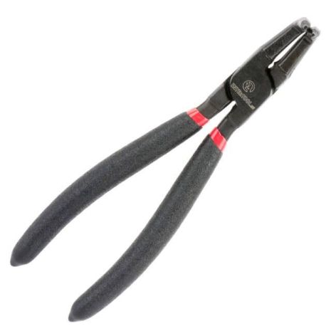 Щипці для зняття та встановлення стопорних кілець 180мм, вигнуті на стиск, 40CrV, фосфатовані. INTERTOOL HT-7017