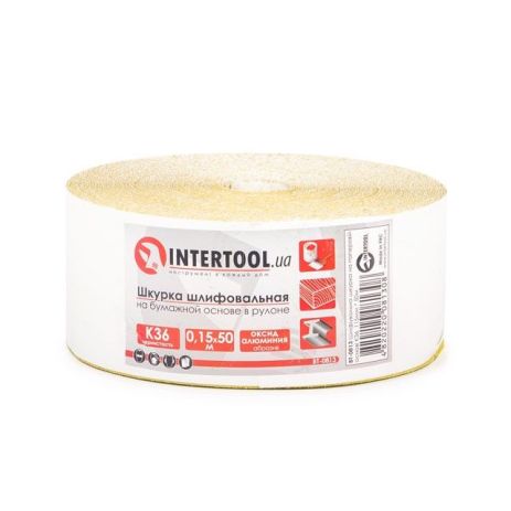 Шкурка шліфувальна, паперова основа, К36, 115 мм × 50 м INTERTOOL BT-0813