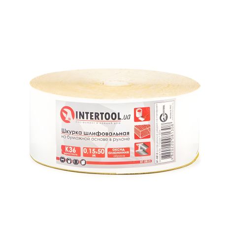 Шкурка шлифовальная, бумажная основа, К36, 115 мм × 50 м INTERTOOL BT-0813