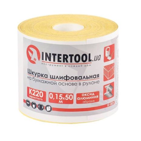 Шліфувальна шкурка, паперова основа, К220, 115 мм × 50 м INTERTOOL BT-0824 Шліфувальна шкурка, паперова основа, К220, 115 мм × 50 м INTERTOOL BT-0824