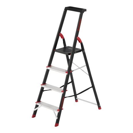 Драбина сталева, 4 сходинки, лоток для інвентарю, висота: 1350 мм, висота: висота до платформи: 850 мм, 150 кг INTERTOOL LT-0054