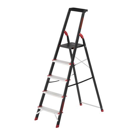 Сталева драбина з 5 сходинками, інвентарний лоток, висота 1568 мм, висота до платформи 1064 мм, 150 кг INTERTOOL LT-0055