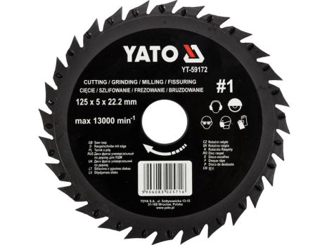 Пильный диск фреза по дереву для болгарки 125 мм Yato YT-59172 Пильный диск фреза по дереву для болгарки 125 мм Yato YT-59172