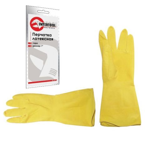 Перчатка латексная 9"/L INTERTOOL SP-0018 Перчатка латексная 9"/L INTERTOOL SP-0018