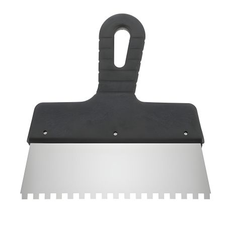 Шпатель із нержавіючої сталі 200 мм з зубцями 6×6 мм від INTERTOOL KT-2206 Шпатель із нержавіючої сталі 200 мм з зубцями 6×6 мм від INTERTOOL KT-2206