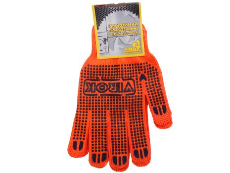 Помаранчеві трикотажні рукавички з ПВХ, розмір 10, Virok 83V007