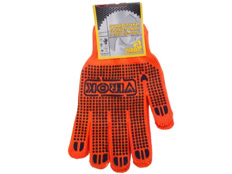 Помаранчеві трикотажні рукавички з ПВХ, розмір 10, Virok 83V007