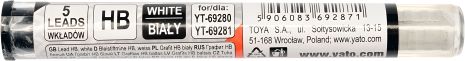 Білий грифель для автоолівця HB 5 шт, 110 мм Yato YT-69287