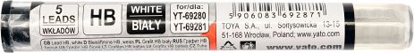 Білий грифель для автоолівця HB 5 шт, 110 мм Yato YT-69287