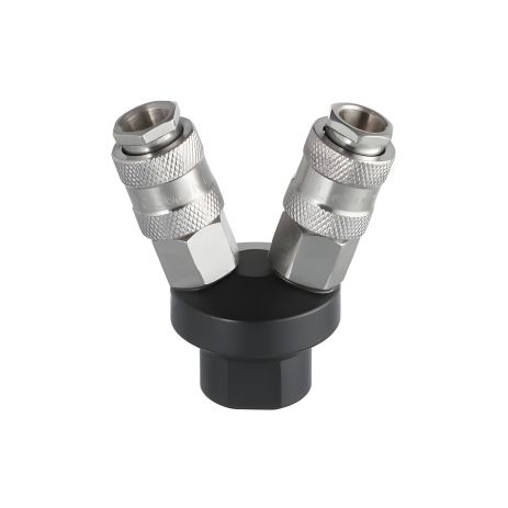 Розгалужувач повітря 1/4" на 2 виходи, V-подібний, 10 bar, зі швидкороз'ємними з'єднаннями INTERTOOL PT-1852