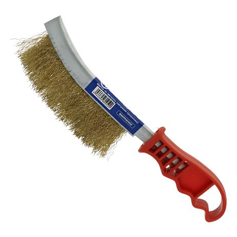 Щітка по металу для зняття іржі (латунний дріт, пластикова ручка) СТАНДАРТ BWPH0102-фаворит