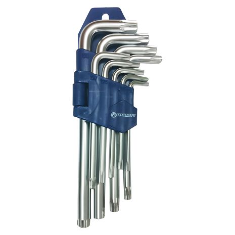 Набір Г-образних ключів 9 од. TORX з отвором, виробник СНД TKS0901