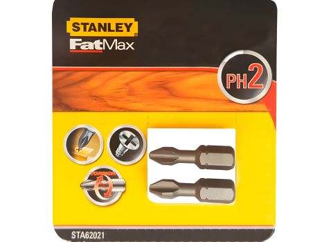 Набор из 2 крестообразных бит PH2 25 мм Stanley STA62021-XJ