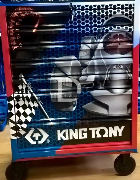 Тумба на колесах с 7 ящиками, подшипником и тормозом, выставочная модель KING TONY 87434-7BUT