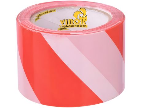 Красно-белая сигнальная лента 72 мм х 100 м Virok 23V270