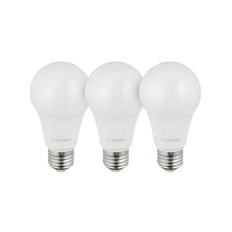 LED Лампи світлодіодні, набір 3 од., LL-0017, LED A60, E27, 15 Вт, 150-300 В, 4000 K, 30000 год, гарантія 3 роки INTERTOOL LL-3017