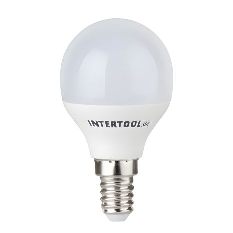 LED лампа світлодіодна, P45, E14 5 Вт, 150-300 В, 4000 K, 30000 год гарантія 3 роки INTERTOOL LL-0102