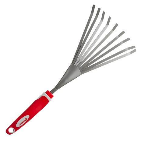 Садовые веерные грабли INTERTOOL FT-0031 с комбинированной рукояткой, 370×155 мм