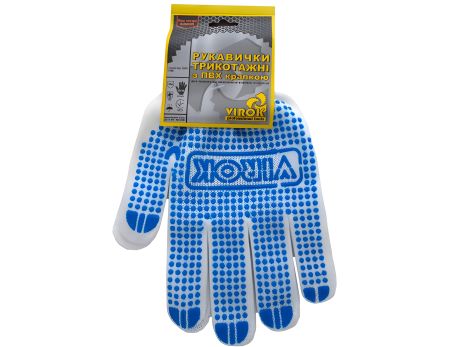 Білі трикотажні рукавички з ПВХ (100% - поліестер), розмір 10 Virok 83V005 Білі трикотажні рукавички з ПВХ (100% - поліестер), розмір 10 Virok 83V005