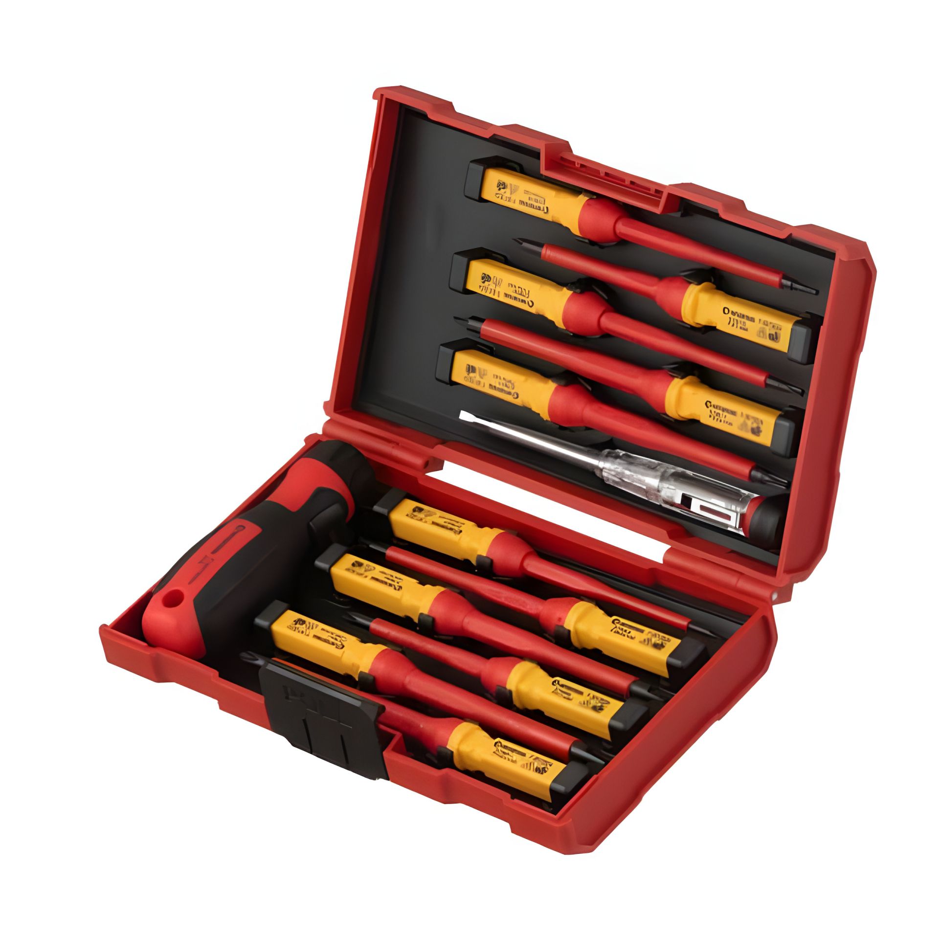 З індикатором напруги набір ізольованих викруток, 14 од., VDE, Cr-V, 80-100 мм (SL0,5, SL0,8, SL1, SL1,2, PH1, PH2, PZ1, PZ2, T10, T15, T20) STORM INTERTOOL VT-3614 З індикатором напруги набір ізольованих викруток, 14 од., VDE, Cr-V, 80-100 мм (SL0,5, SL0,8, SL1, SL1,2, PH1, PH2, PZ1, PZ2, T10, T15, T20) STORM INTERTOOL VT-3614