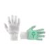 Трикотажна рукавичка з зеленими ПВХ крапками, 70% бавовна / 30% поліестер, 10", клас в’язки 10, біла, 68 г INTERTOOL SP-0133