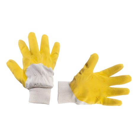 Рукавичка скляра на трикотажній основі з покриттям 3/4 з рифленого латексу, 10,5", 120 пар, жовта INTERTOOL SP-0002W для захисту