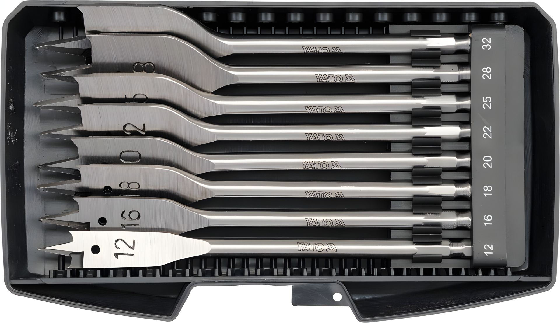 Набор перьевых сверл по дереву 12-32 мм, Yato YT-3259 Набор перьевых сверл по дереву 12-32 мм, Yato YT-3259