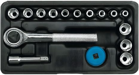 Набір торцевих насадок з тріскачкою 1/4", 16 шт., Vorel 58160 Набір торцевих насадок з тріскачкою 1/4", 16 шт., Vorel 58160