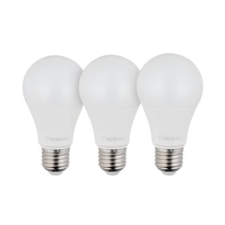 Набор светодиодных ламп 3 шт., LL-0015, LED A60, E27, 12 Вт, 150-300 В, 4000 K, 30000 ч, гарантия 3 года INTERTOOL LL-3015