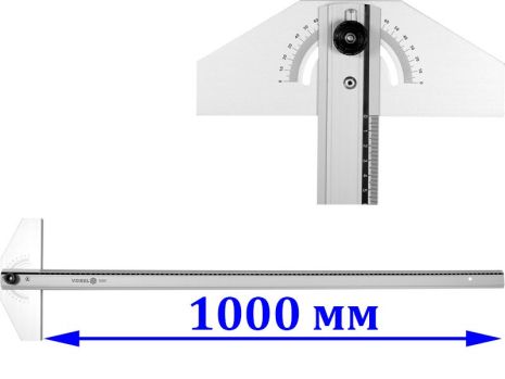 Алюминиевый разметочный угольник 100 см с транспортиром Vorel 18357