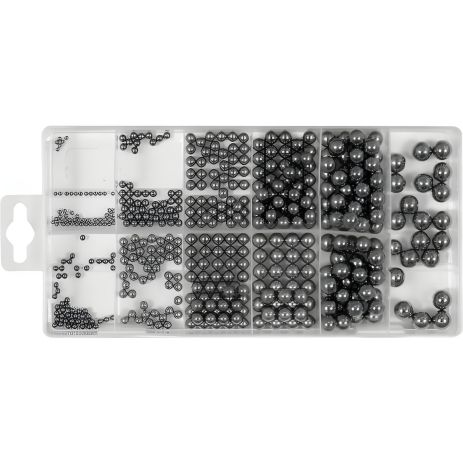 Комплект сталевих кульок різних розмірів Ø = 3/32" - 13/32", 470 шт, від Yato, артикул YT-06680