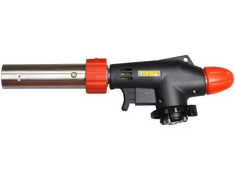Газовая горелка с цанговым соединением, пьезо поджигом и рег. доступа воздуха, 360° Virok 44V166 Газовая горелка с цанговым соединением, пьезо поджигом и рег. доступа воздуха, 360° Virok 44V166