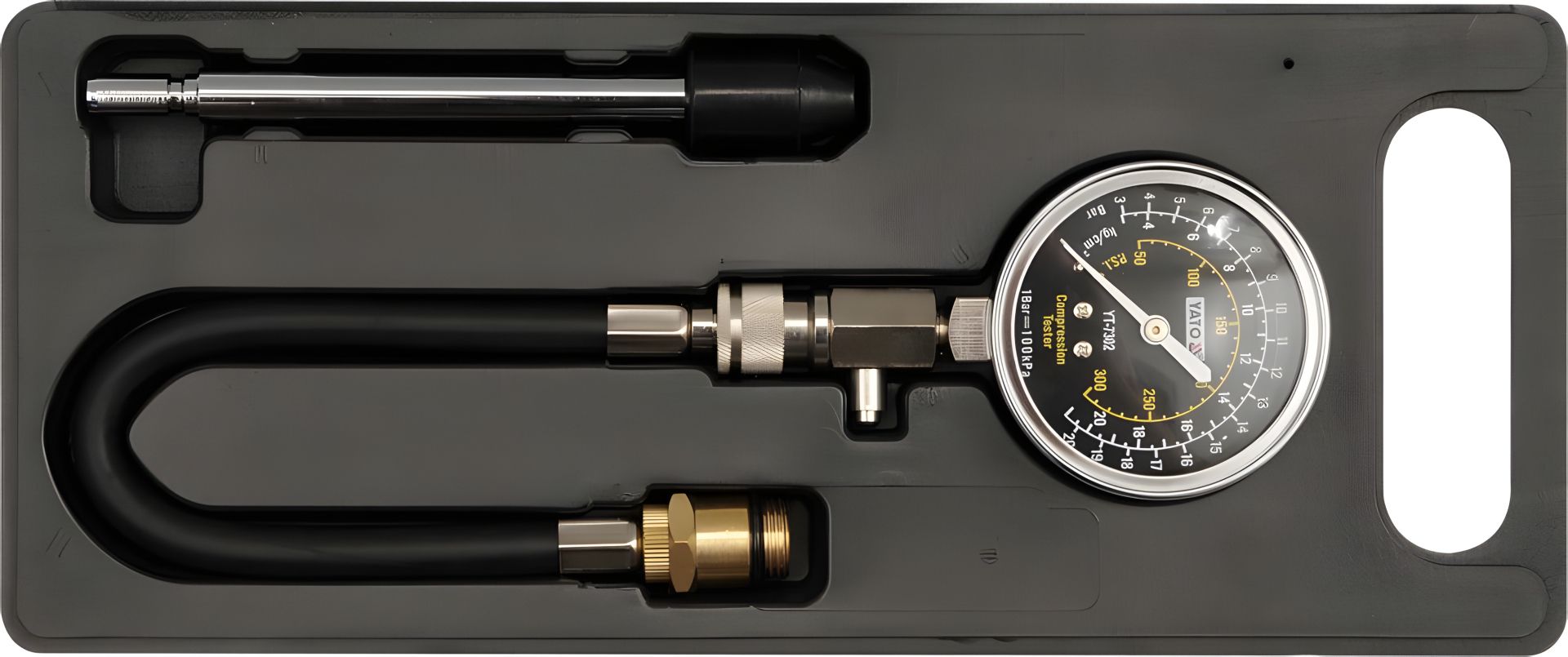 Компресометр гнучкий для двигунів, 21 бар Yato YT-7302 Компресометр гнучкий для двигунів, 21 бар Yato YT-7302