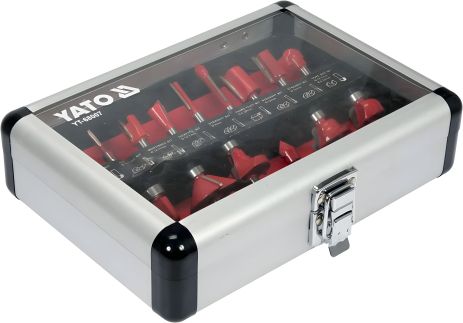 Фрезерные биты по дереву со шпинделем Ø 6 мм, Ø= 3-32 мм, 15 шт Yato YT-68007 Фрезерные биты по дереву со шпинделем Ø 6 мм, Ø= 3-32 мм, 15 шт Yato YT-68007