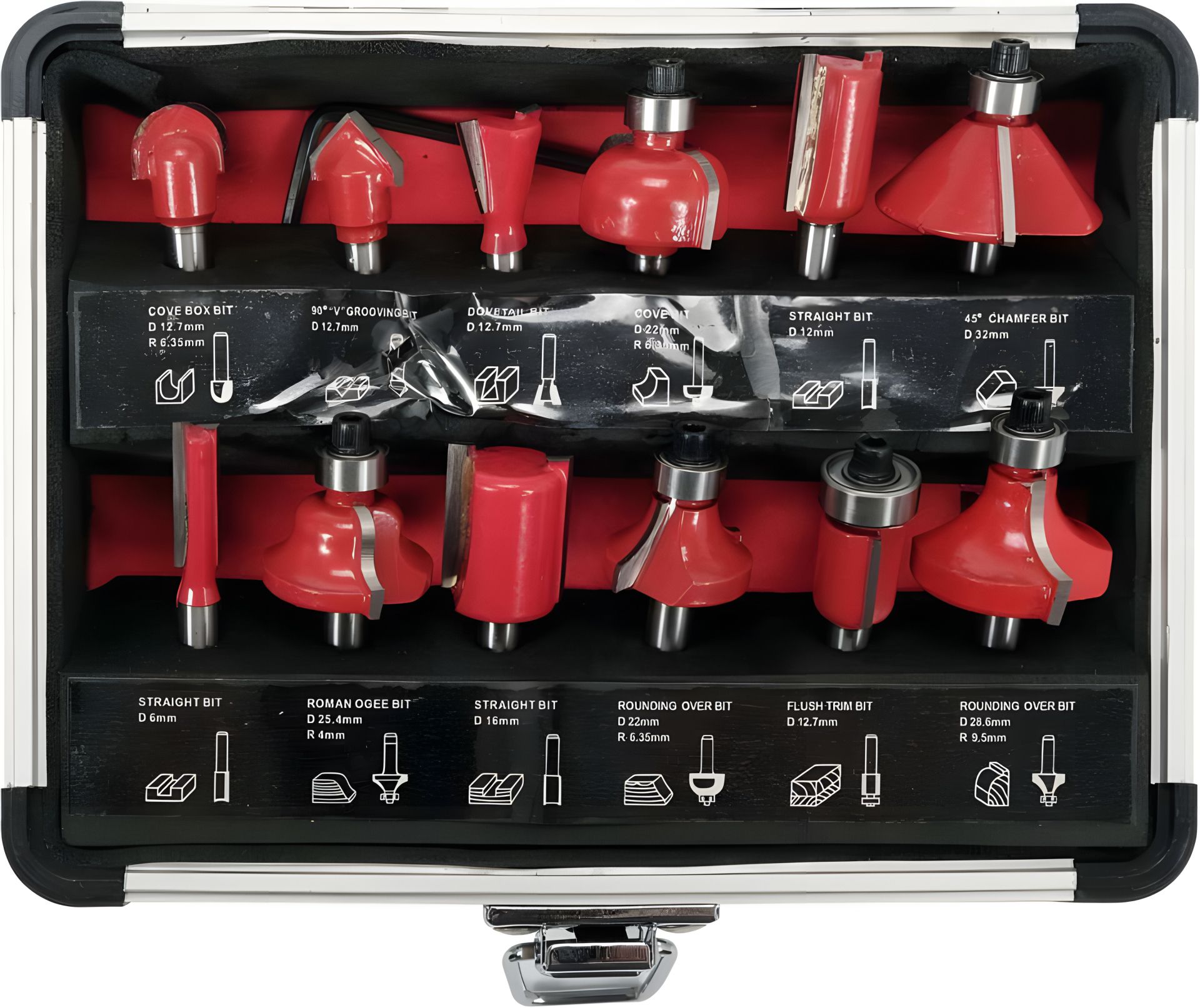 Набор фрез по дереву со шпинделем Ø 6 мм, Ø= 6-32 мм, 12 шт, Yato YT-68006 Набор фрез по дереву со шпинделем Ø 6 мм, Ø= 6-32 мм, 12 шт, Yato YT-68006