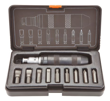 Ударная отвертка 1/2, сталь CrV, 10 сменных наконечников, NEO 04-250