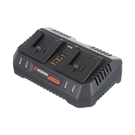 Пристрій зарядний для акумуляторів Li-ion 20 В, струм заряду 4,0+4,0 А, 2 термінали, INTERTOOL WT-0346 Пристрій зарядний для акумуляторів Li-ion 20 В, струм заряду 4,0+4,0 А, 2 термінали, INTERTOOL WT-0346