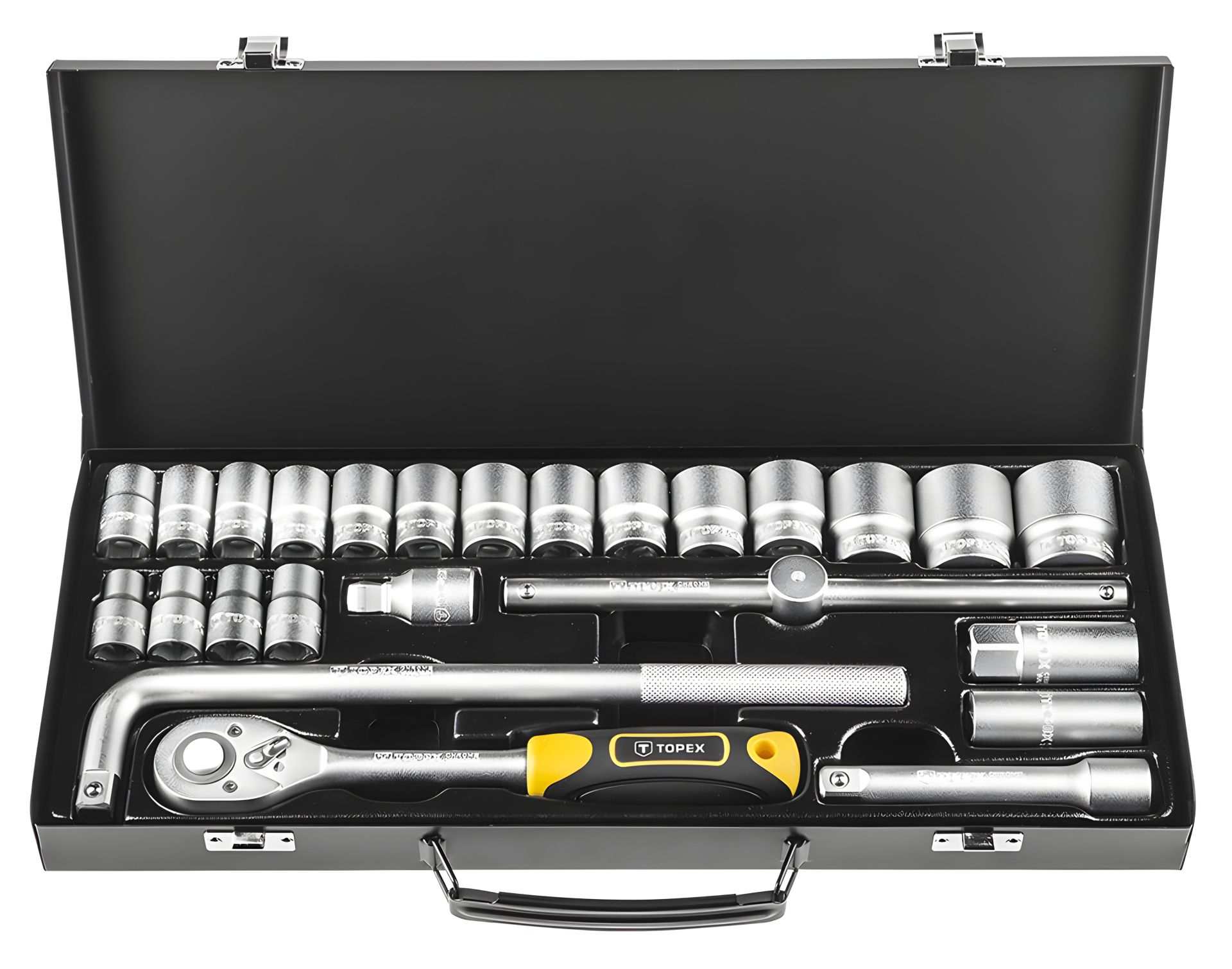 Набор торцевых ключей, 1/2", 25 единиц, от TOPEX 38D850 Набор торцевых ключей, 1/2", 25 единиц, от TOPEX 38D850