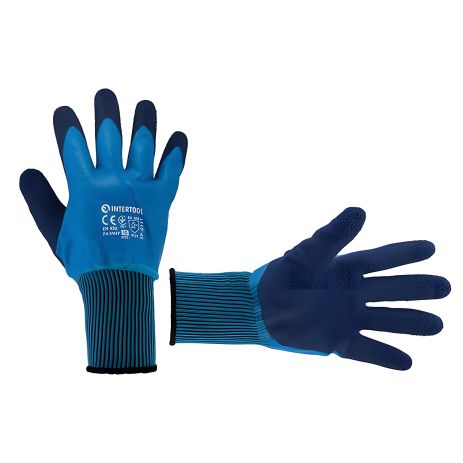 Рукавичка трикотажна з двошаровим нітриловим покриттям, синтетична, покриття долоні: пористий нітрил, 10" INTERTOOL SP-0111