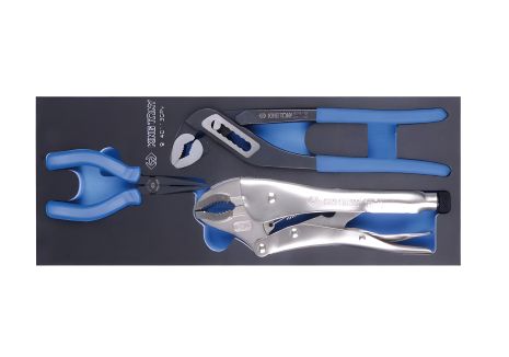 Комплект плоскогубців, переставних кліщів і затискача, ложемент, 3 шт. KING TONY 9-40113GPV