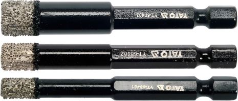 Набір свердел з алмазною кромкою 3 шт. Ø=6, 8, 10 мм Yato YT-60409