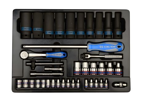Головок ударн.+Е-головки набір, тріскачка KING TONY 9-7540MR