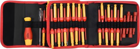 Диэлектрическая отвёртка с 48 изолироваными наконечниками Yato YT-28293