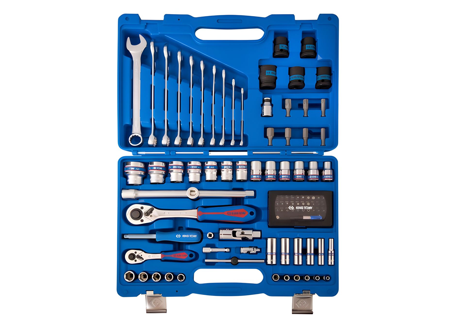 Универсальный набор инструментов 96 ед. 1/4"+1/2" 6-гранные с битами и ударными головками KING TONY SC7396MR Универсальный набор инструментов 96 ед. 1/4"+1/2" 6-гранные с битами и ударными головками KING TONY SC7396MR