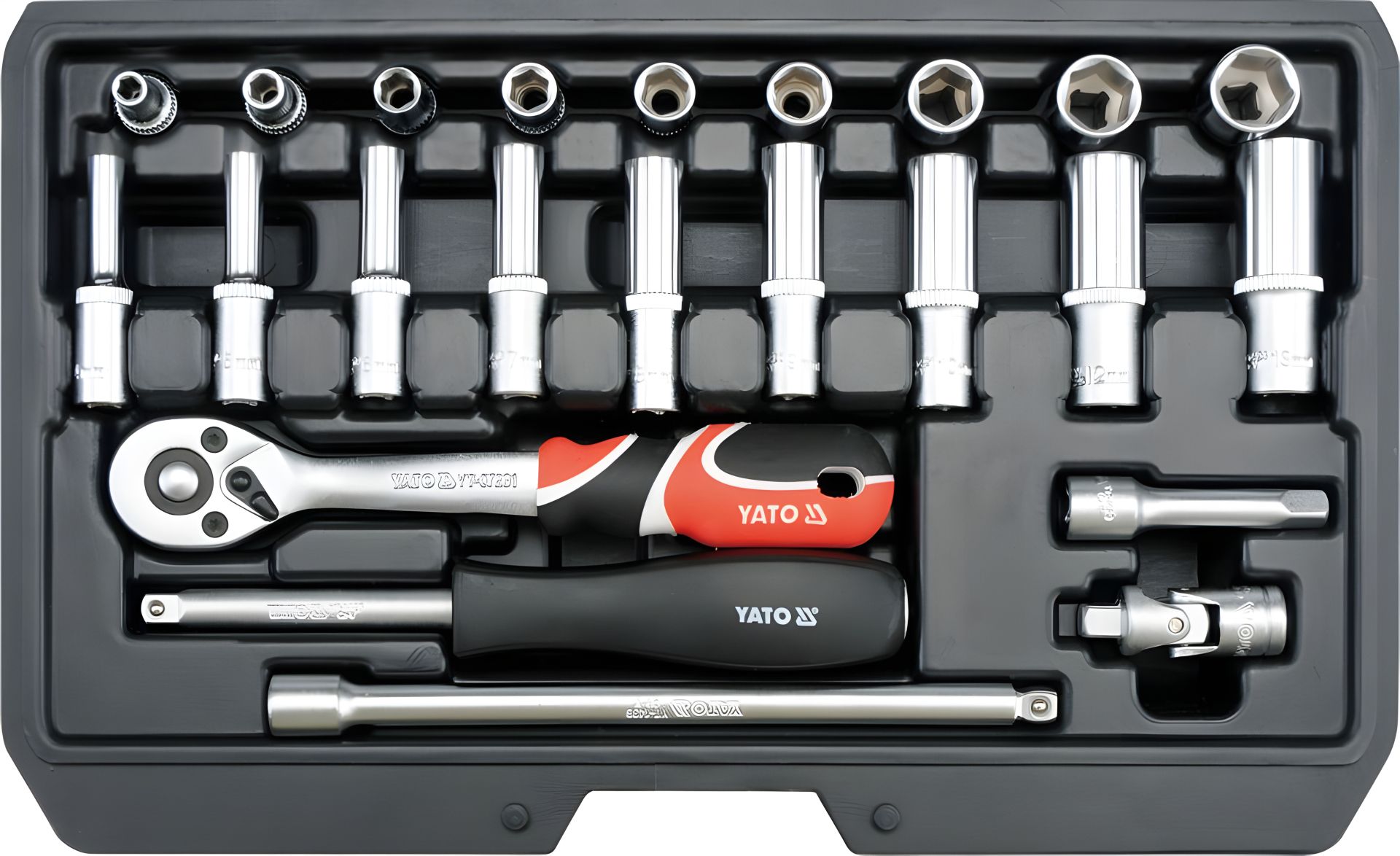 Набір маленьких головок торцевих 1/4'' 4-13 мм Yato YT-14451 Набір маленьких головок торцевих 1/4'' 4-13 мм Yato YT-14451