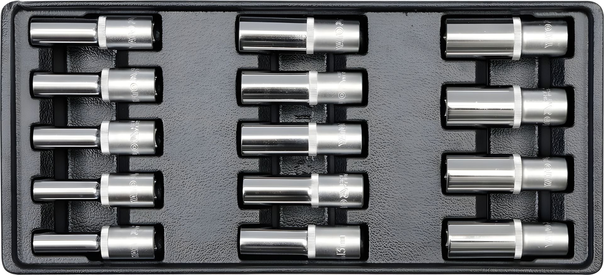 Ложемент вставка для инструментального ящика с длинными головками 8-21 мм под 1/2'' Yato YT-5539 Ложемент вставка для инструментального ящика с длинными головками 8-21 мм под 1/2'' Yato YT-5539